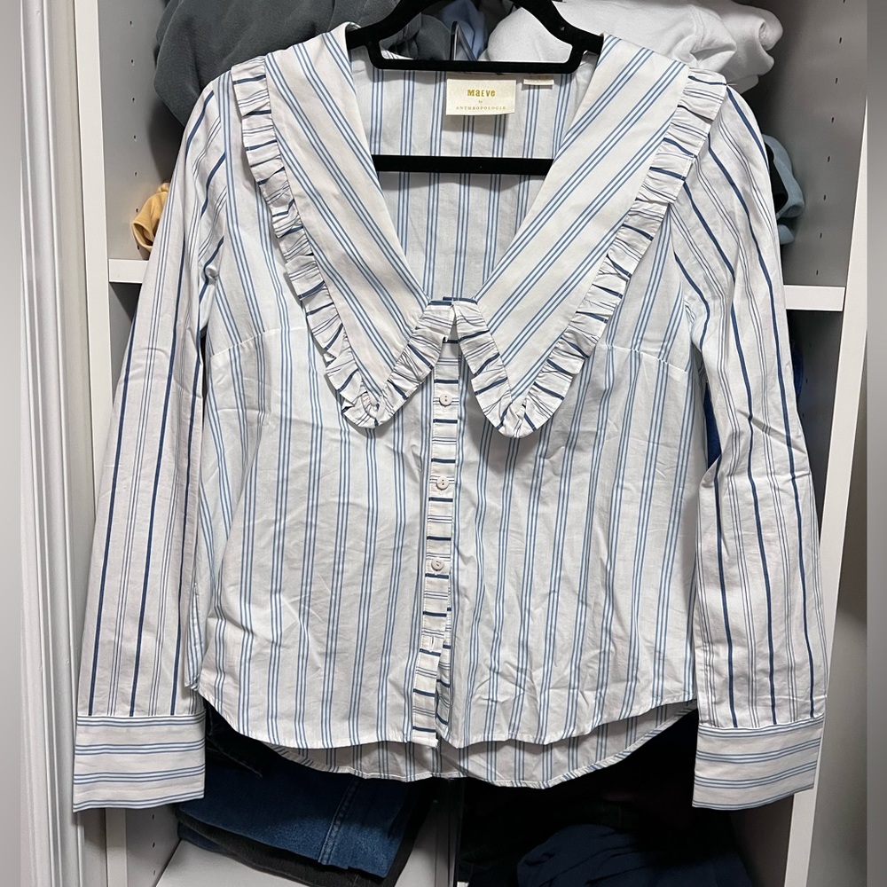 Maeve Button Down Ruffle Top